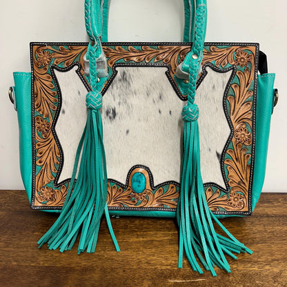 Hand Carved Leather Fringe Tote Bag - JayKayBoutiqueOnline