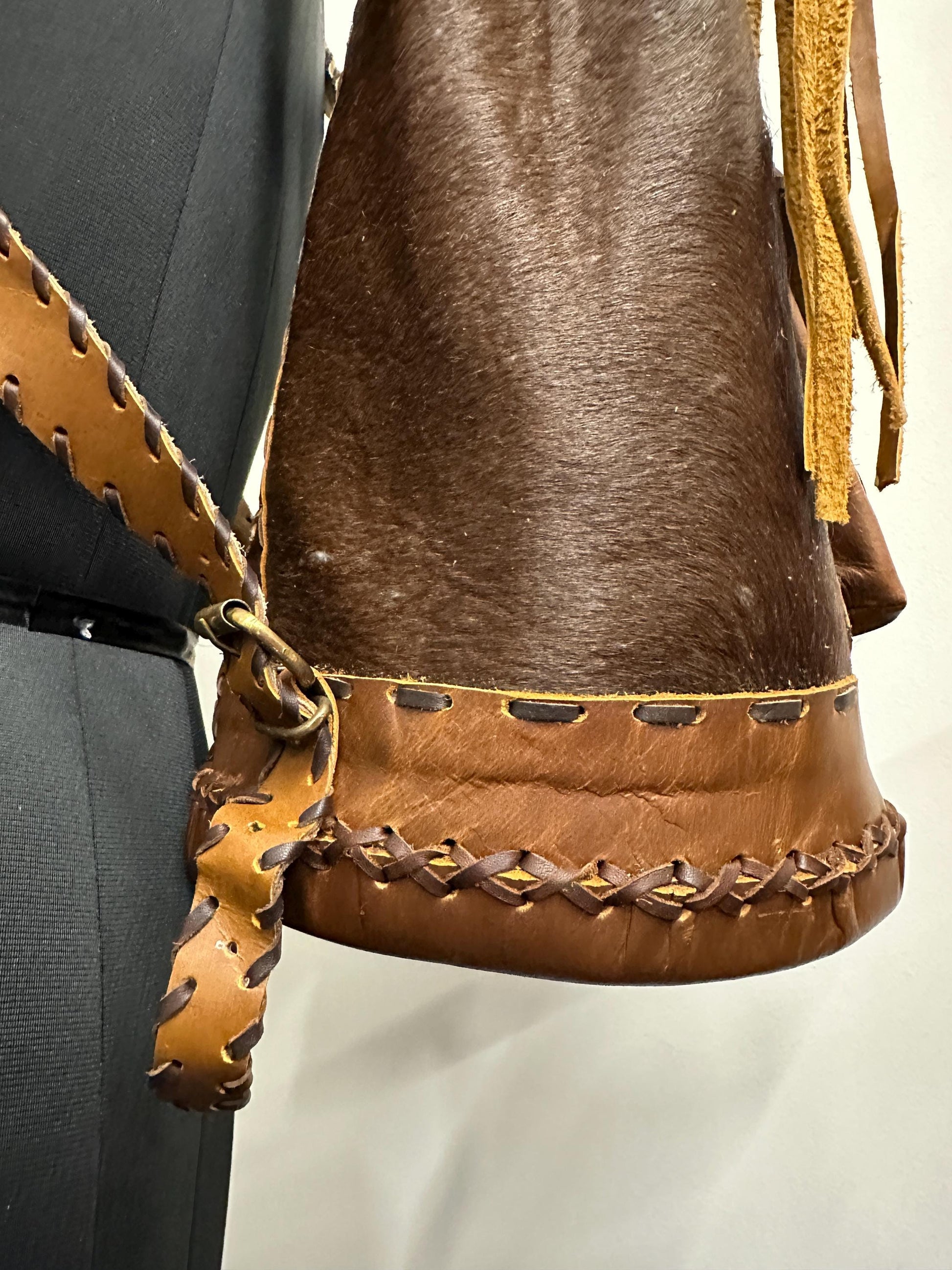 Hand Crafted Leather Backpack with Cowhide - JayKayBoutiqueOnline