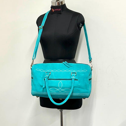 Duffel bag Hand bag Western Style Boot Stitch | Suede Cowboy Style Duffle Gym Bag | Womens Gym Bag | Small Duffle Bag | Small Gym Bag | - JayKayBoutiqueOnline