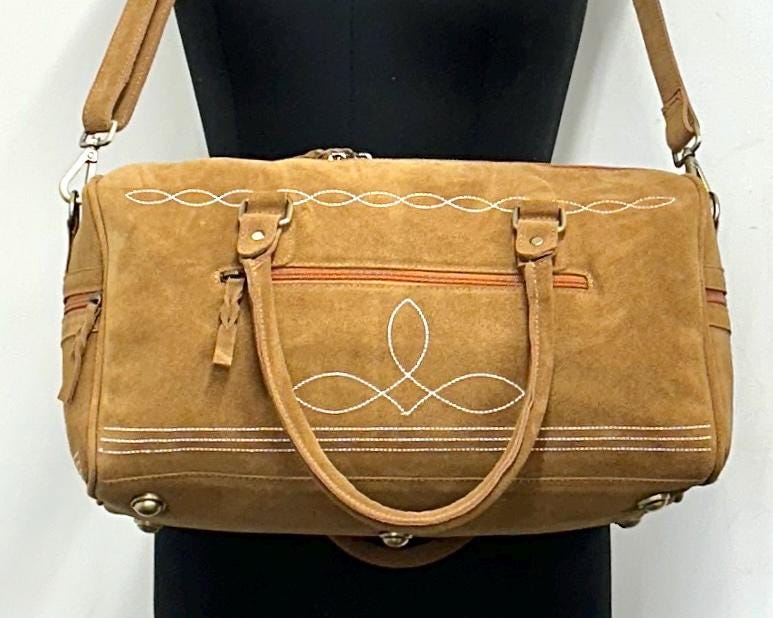 Western Boot Stitch Suede Duffle Bag all colours - JayKayBoutiqueOnline