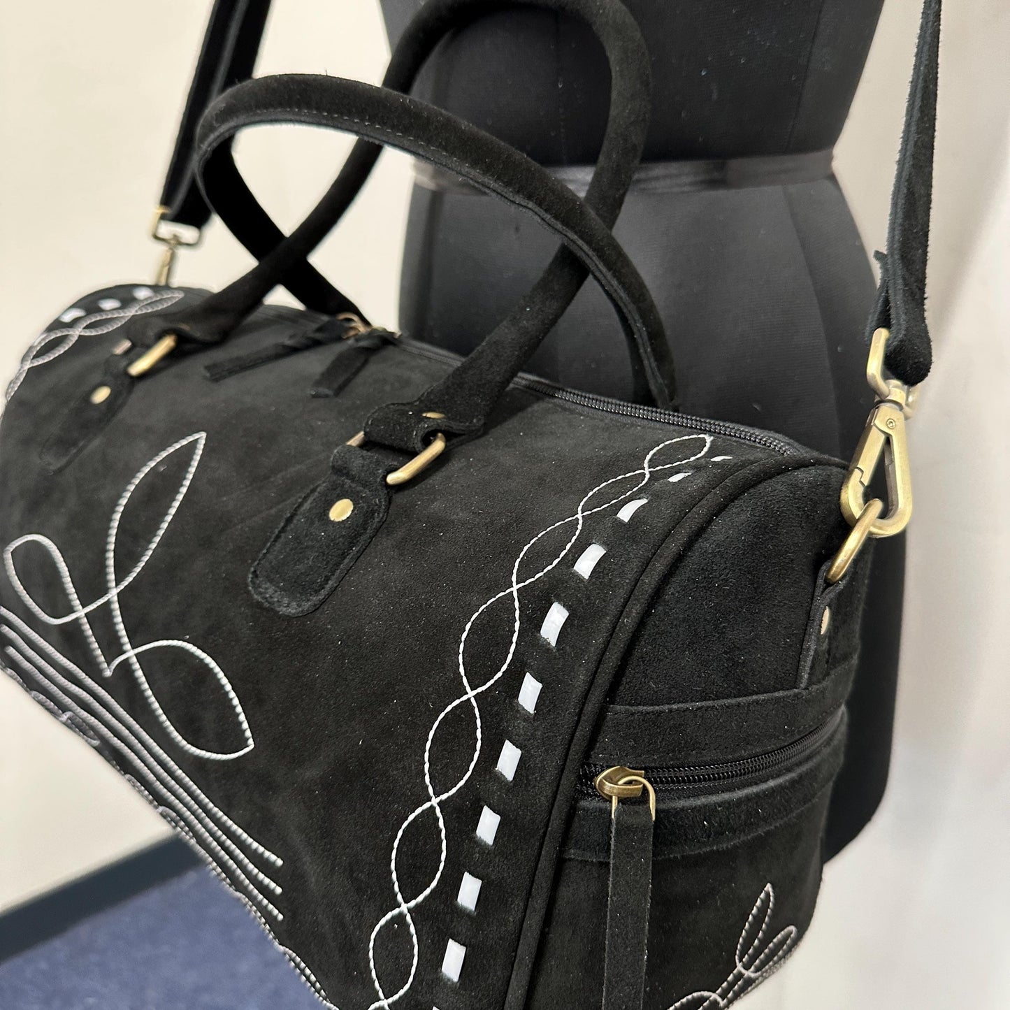 Western Boot Stitch Suede Duffle Bag all colours - JayKayBoutiqueOnline