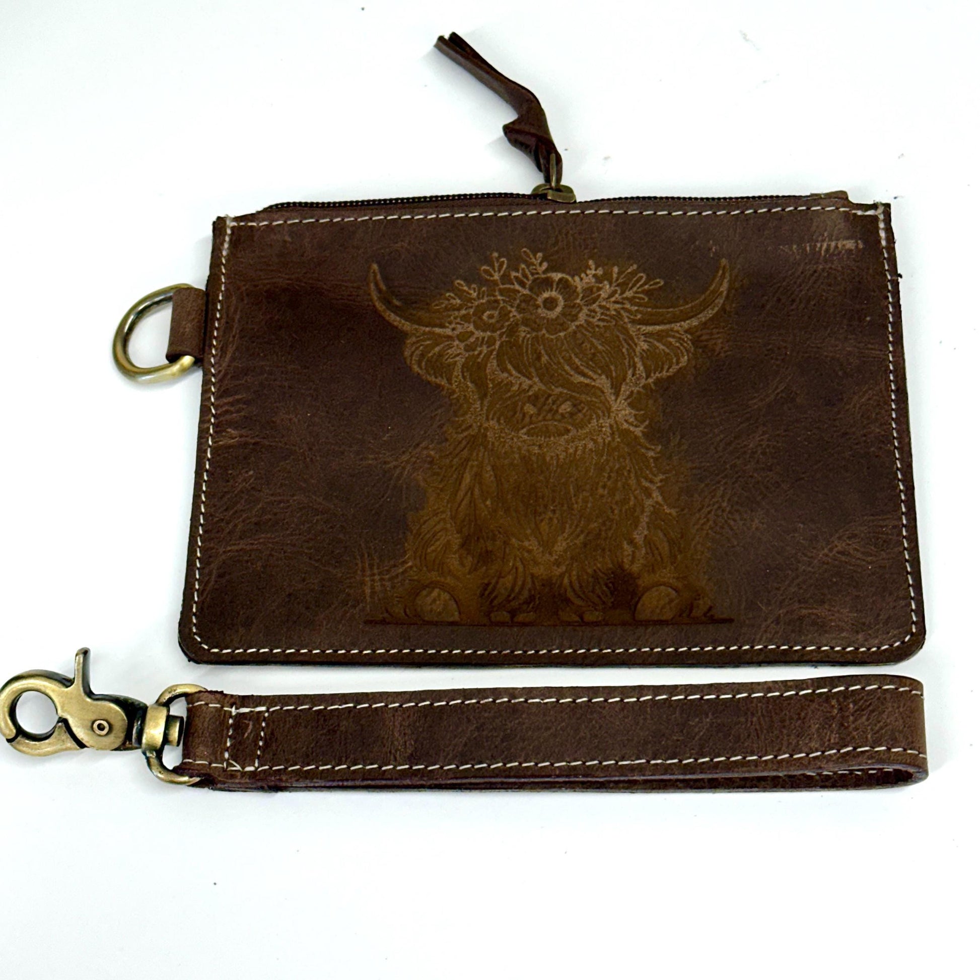 Handcrafted Highland Cow Leather Purse Pouch - JayKayBoutiqueOnline