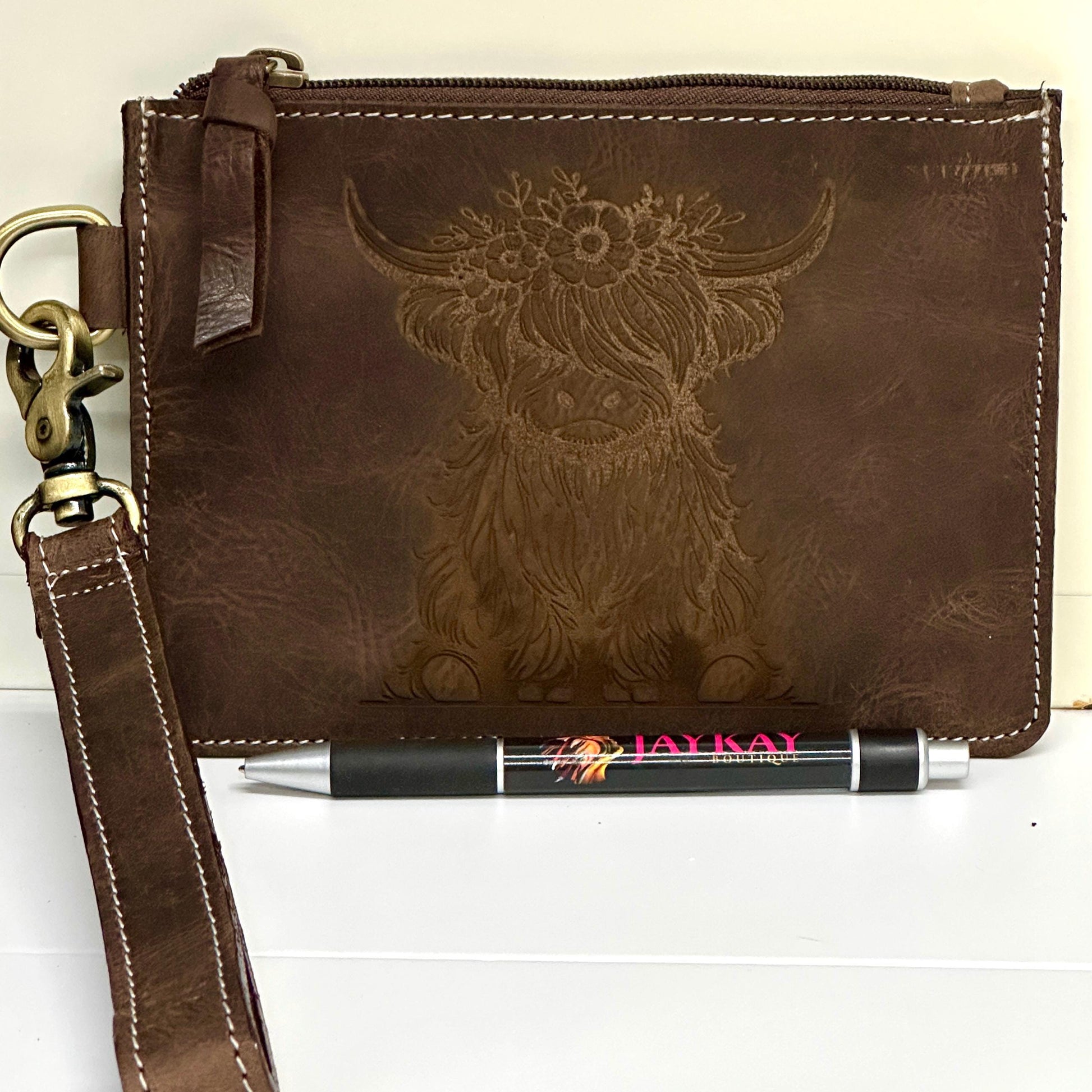 Highland Cow Leather Purse Clutch Pouch - JayKayBoutiqueOnline