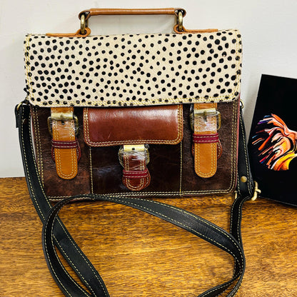 Recycled Leather Crossbody Satchel Bag - JayKayBoutiqueOnline