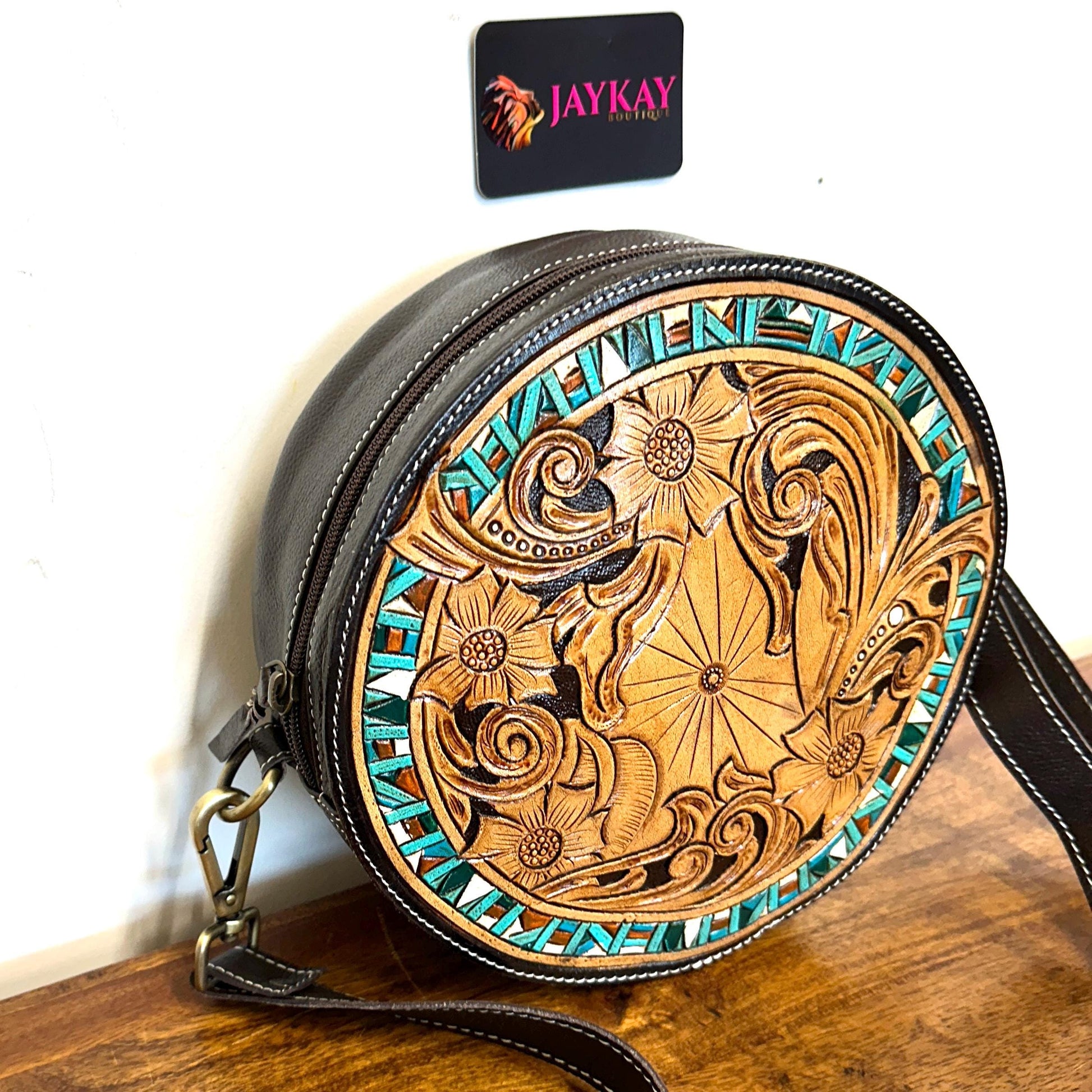 Round Leather Western Style Shoulder Bag - JayKayBoutiqueOnline
