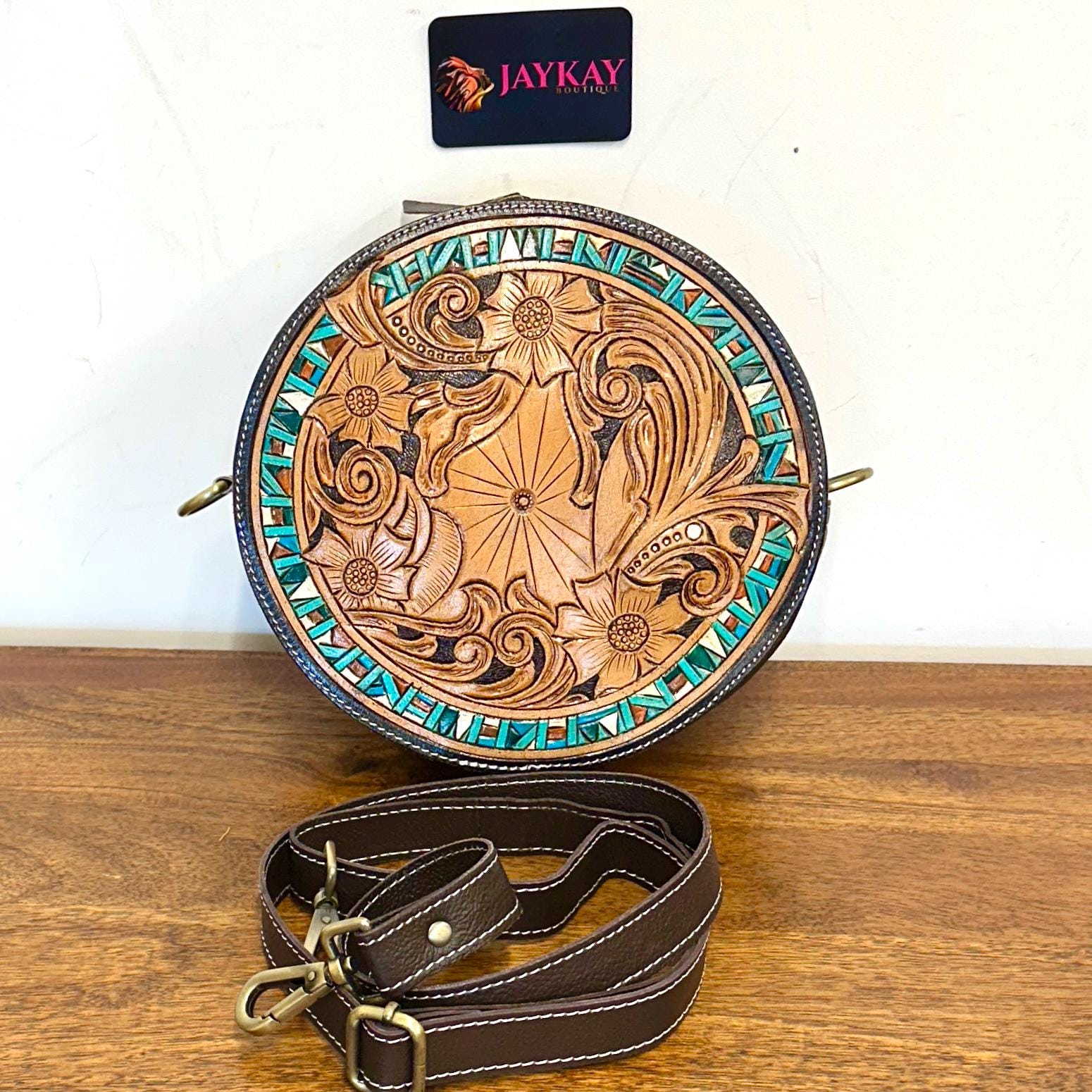 Round Leather Western Style Shoulder Bag - JayKayBoutiqueOnline