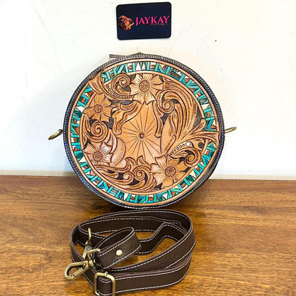Round Leather Western Style Shoulder Bag - JayKayBoutiqueOnline