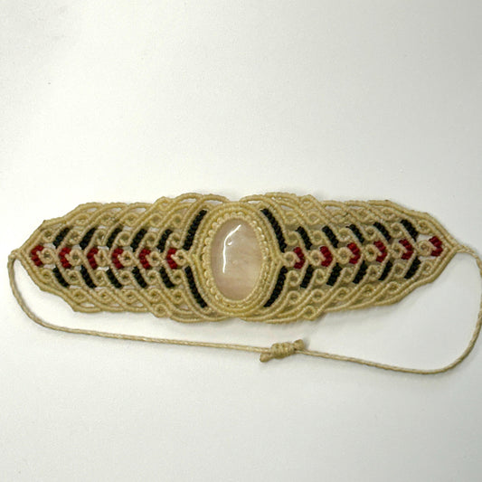 Macrame large Cuff Bracelet Armband with precious stones - JayKayBoutiqueOnline