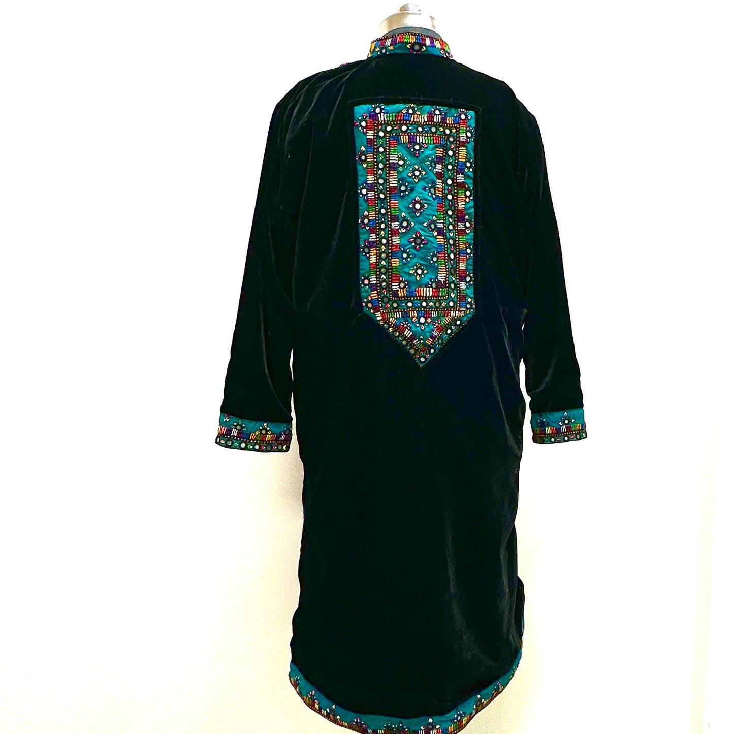 Velvet Long Coat with Mirror Work - JayKayBoutiqueOnline