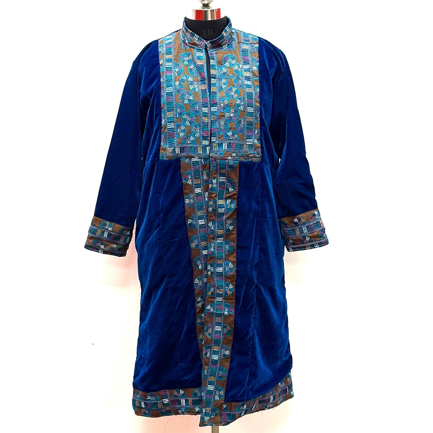 Velvet Long Coat with Mirror Work - JayKayBoutiqueOnline