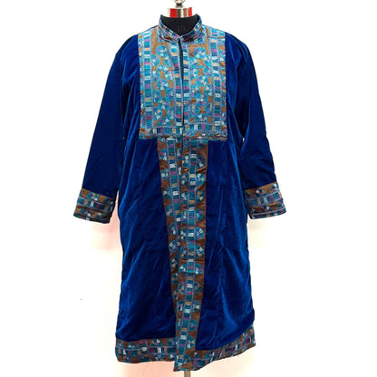 Velvet Long Coat with Mirror Work - JayKayBoutiqueOnline