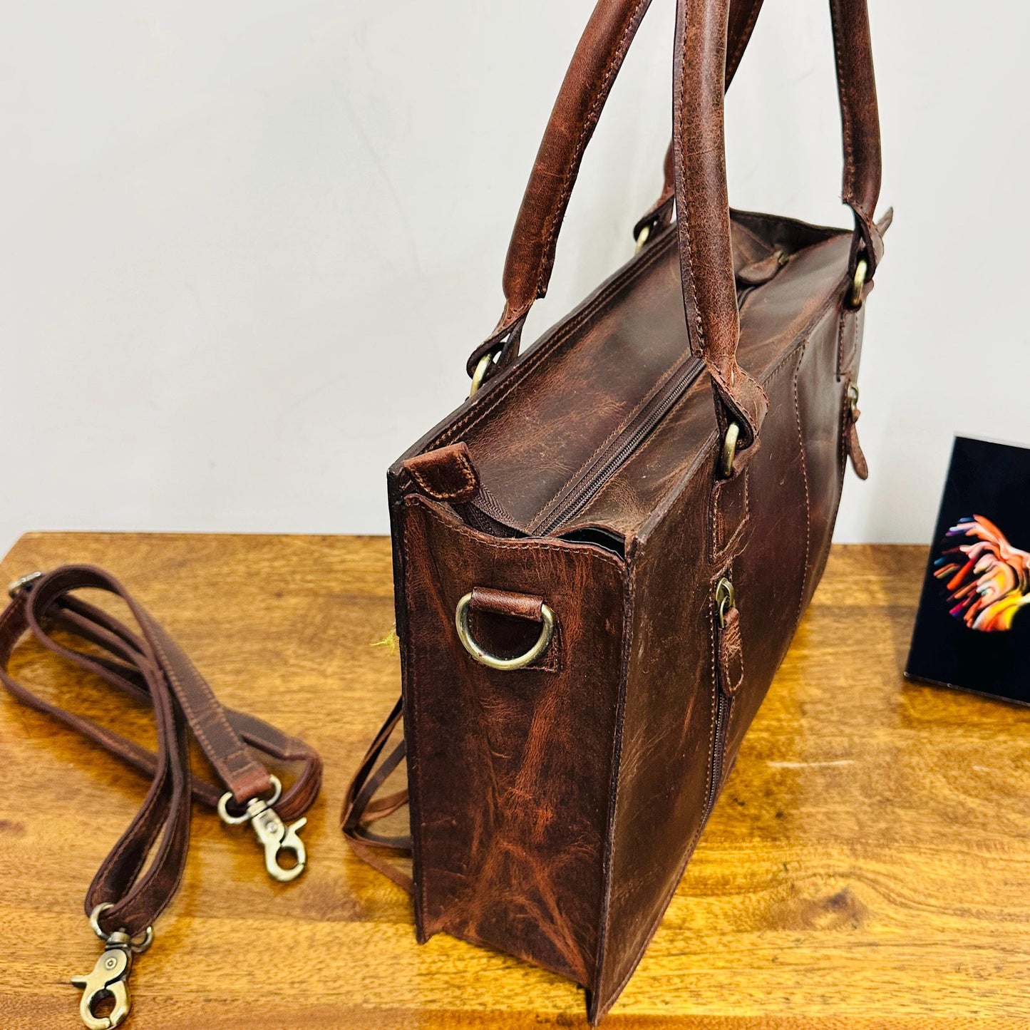 Hand Tooled Leather Medium Tote Bag - JayKayBoutiqueOnline