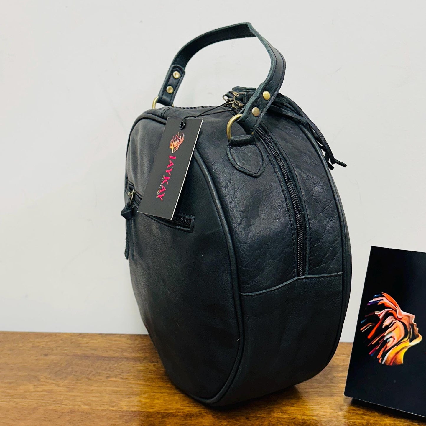 Hand Tooled Leather Sunflower Round Bag - JayKayBoutiqueOnline
