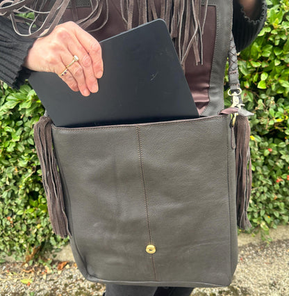 Leather Tassle Kilim Blanket Large Fringed Bag - JayKayBoutiqueOnline
