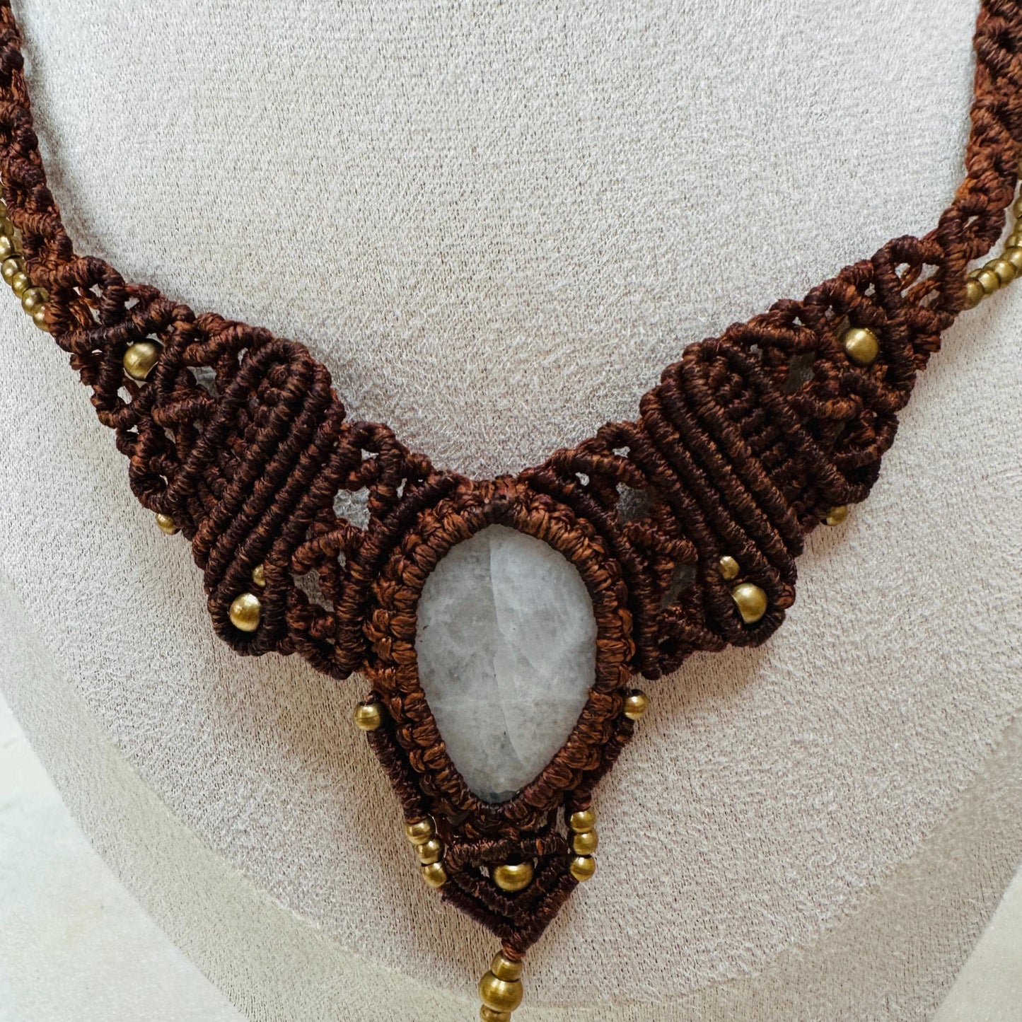 Macrame Moonstone Adjustable Necklace - JayKayBoutiqueOnline