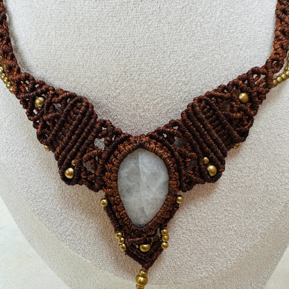 Macrame Moonstone Adjustable Necklace - JayKayBoutiqueOnline