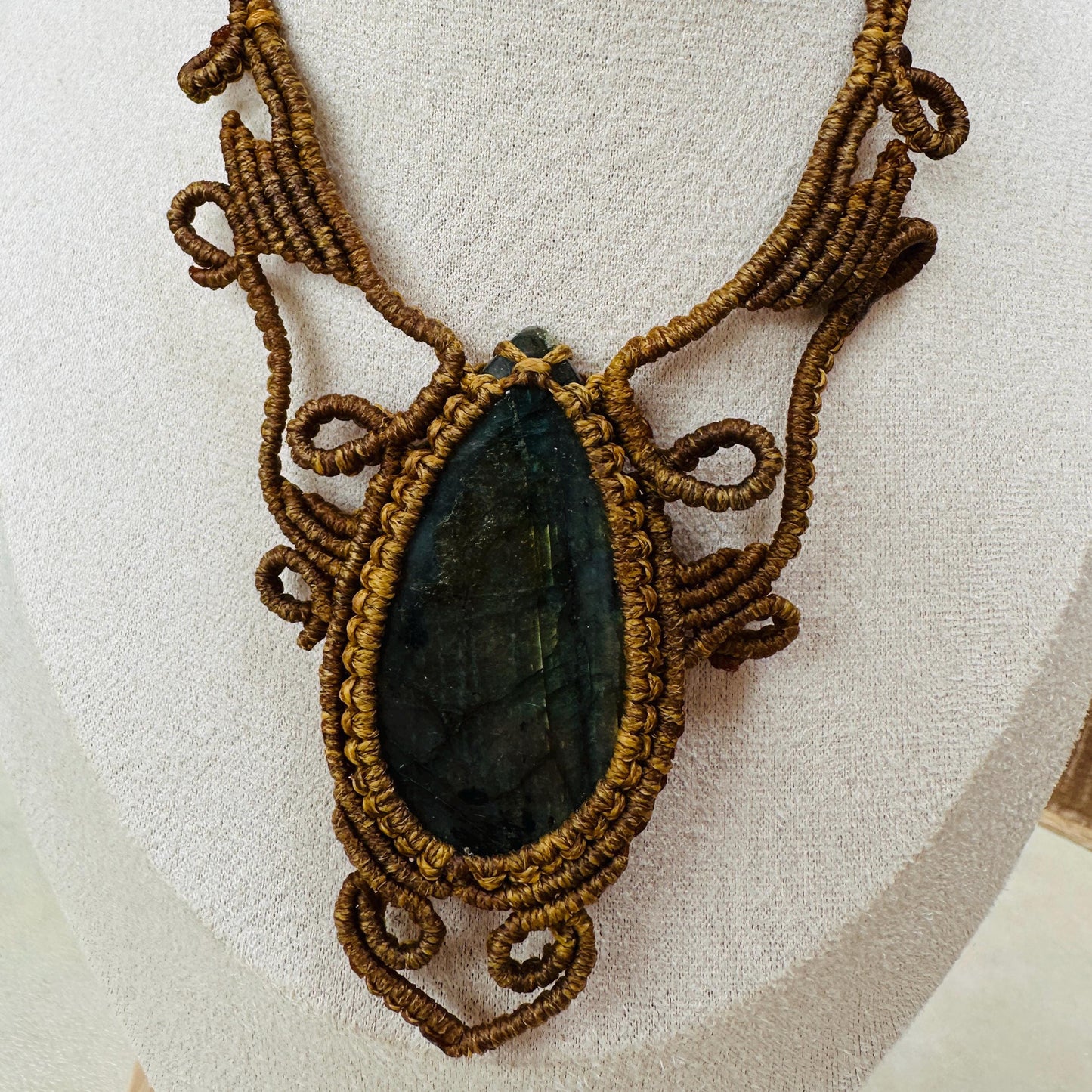 Macrame Moonstone Adjustable Necklace - JayKayBoutiqueOnline