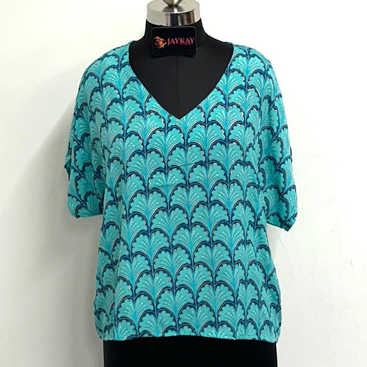 Oversized Silk V-Neck Top - JayKayBoutiqueOnline