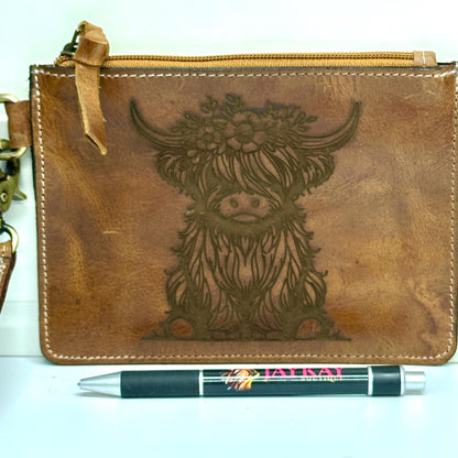 Highland Cow Leather Purse Clutch Pouch - JayKayBoutiqueOnline