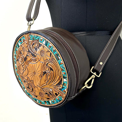 Round Leather Western Style Shoulder Bag - JayKayBoutiqueOnline