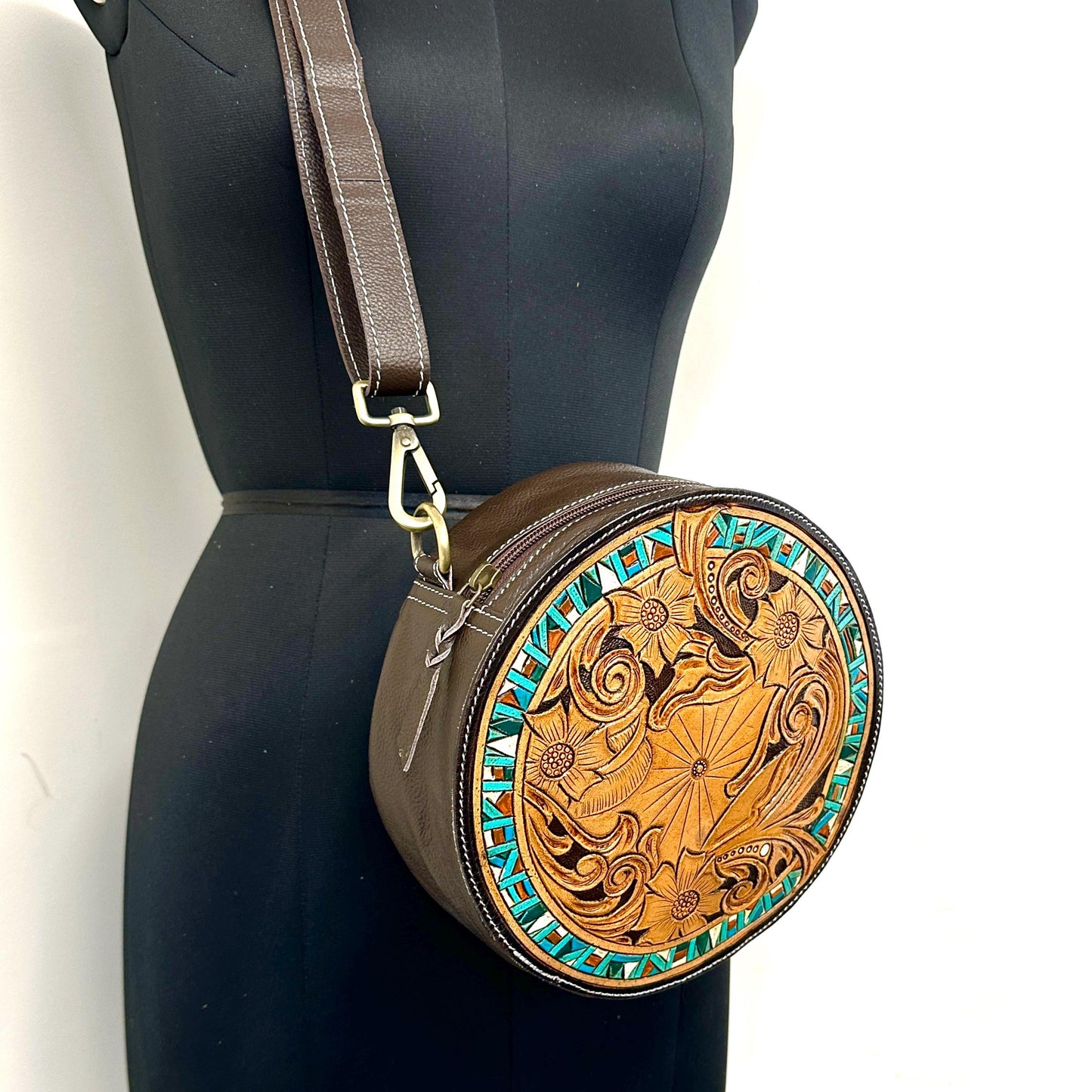 Round Leather Western Style Shoulder Bag - JayKayBoutiqueOnline