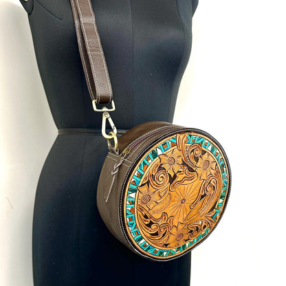 Round Leather Western Style Shoulder Bag - JayKayBoutiqueOnline