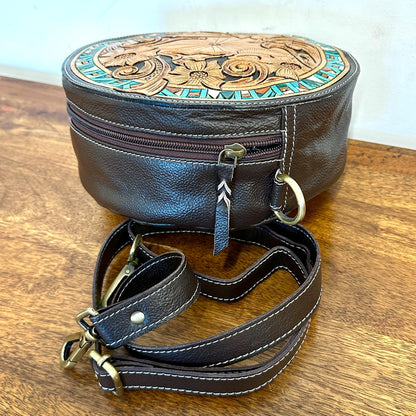 Round Leather Western Style Shoulder Bag - JayKayBoutiqueOnline