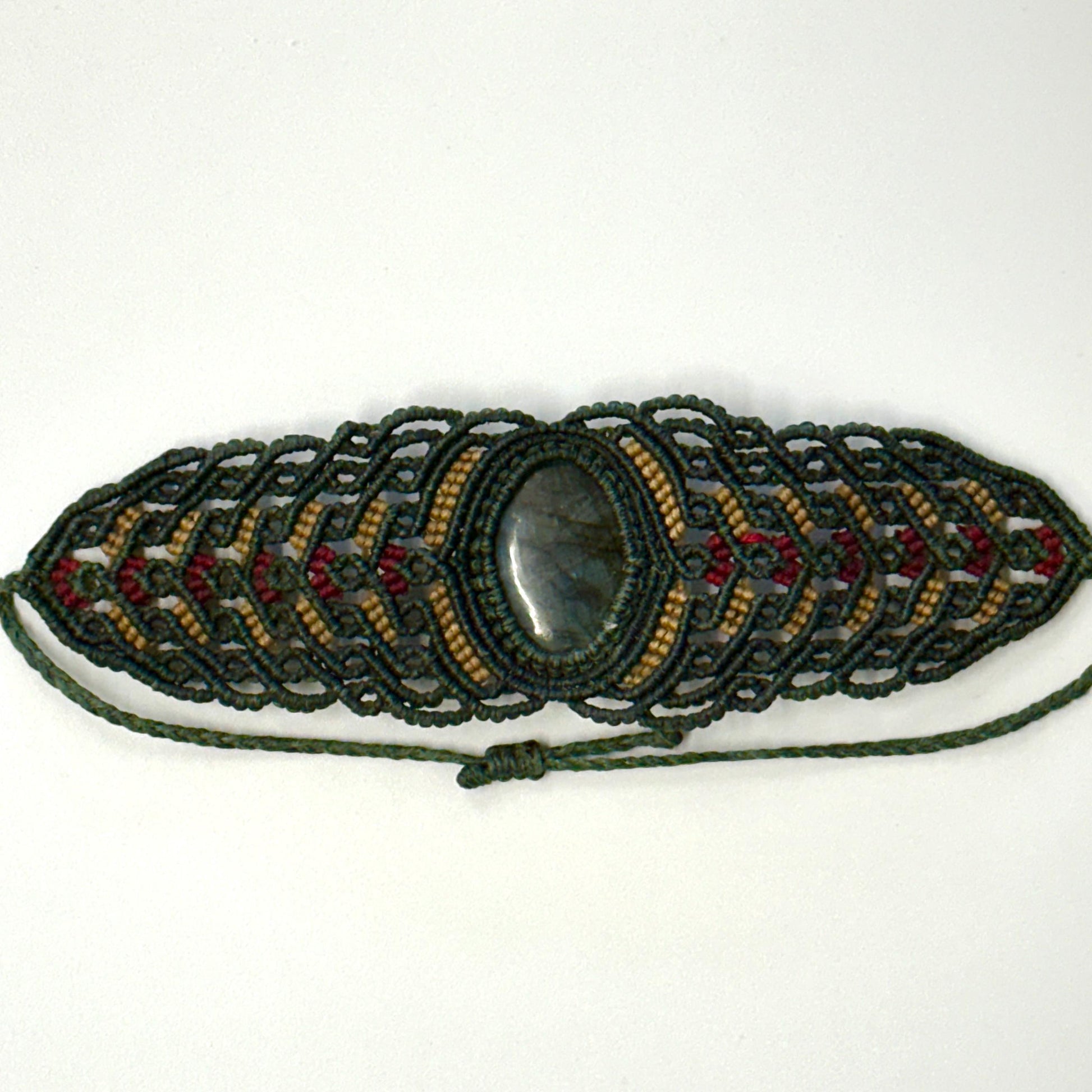 Macrame large Cuff Bracelet Armband with precious stones - JayKayBoutiqueOnline