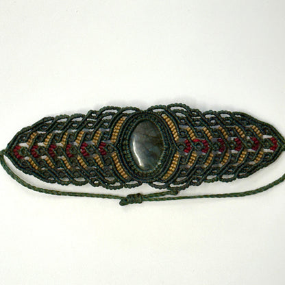 Macrame large Cuff Bracelet Armband with precious stones - JayKayBoutiqueOnline