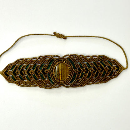 Macrame large Cuff Bracelet Armband with precious stones - JayKayBoutiqueOnline