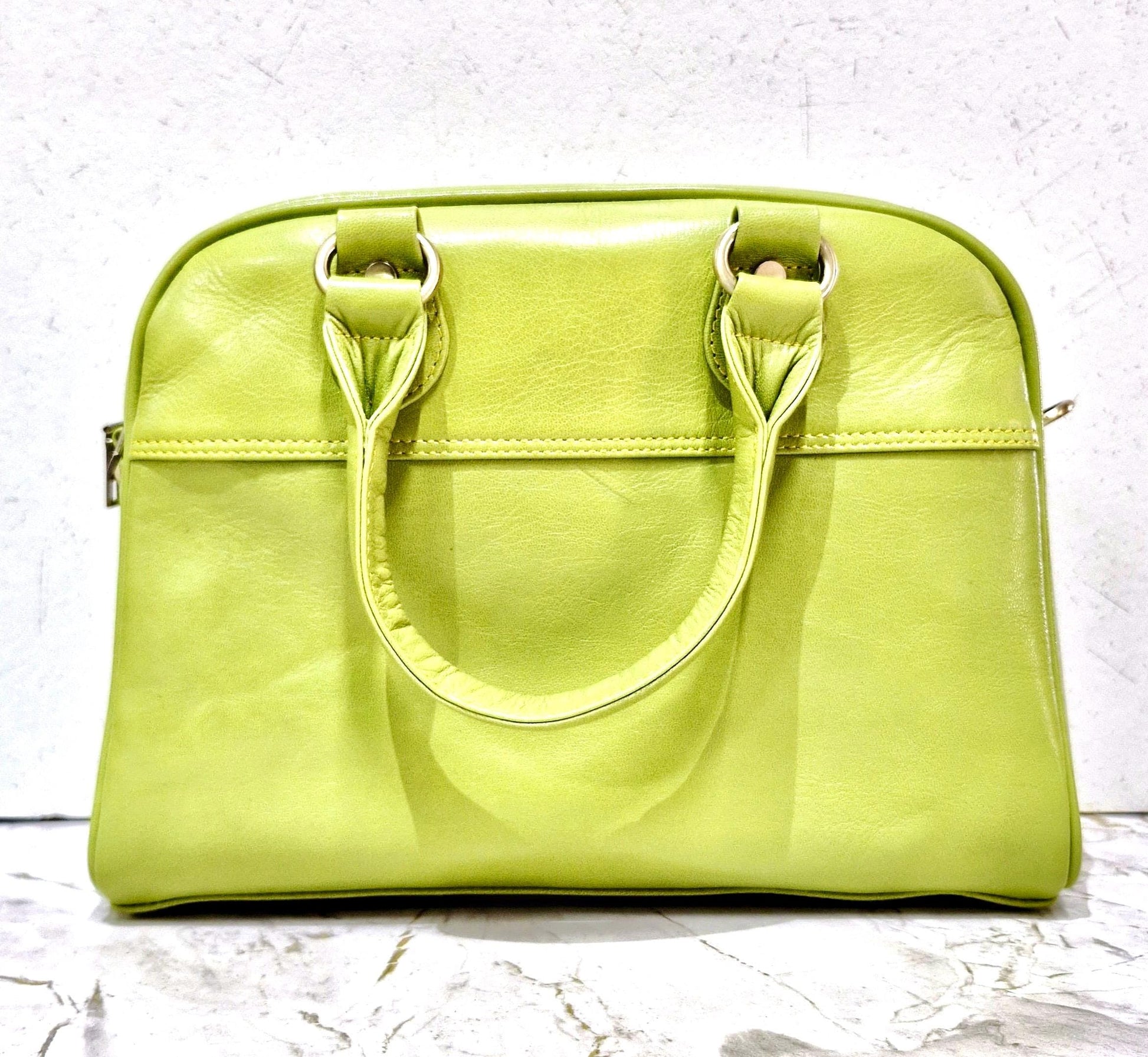 Coloured Leather Top Handle Small Handbag with shoulder strap - JayKayBoutiqueOnline