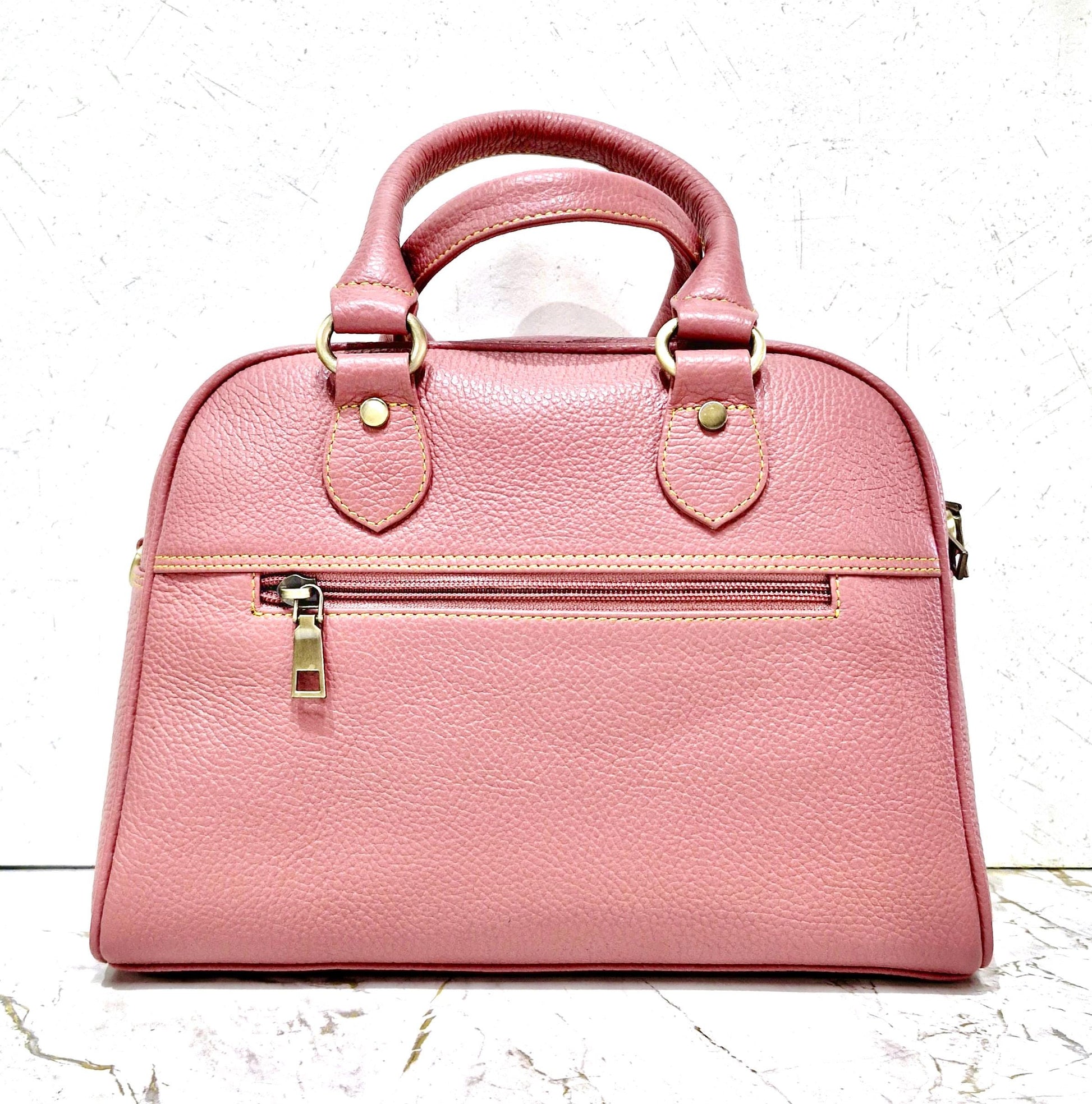 Coloured Leather Top Handle Small Handbag with shoulder strap - JayKayBoutiqueOnline