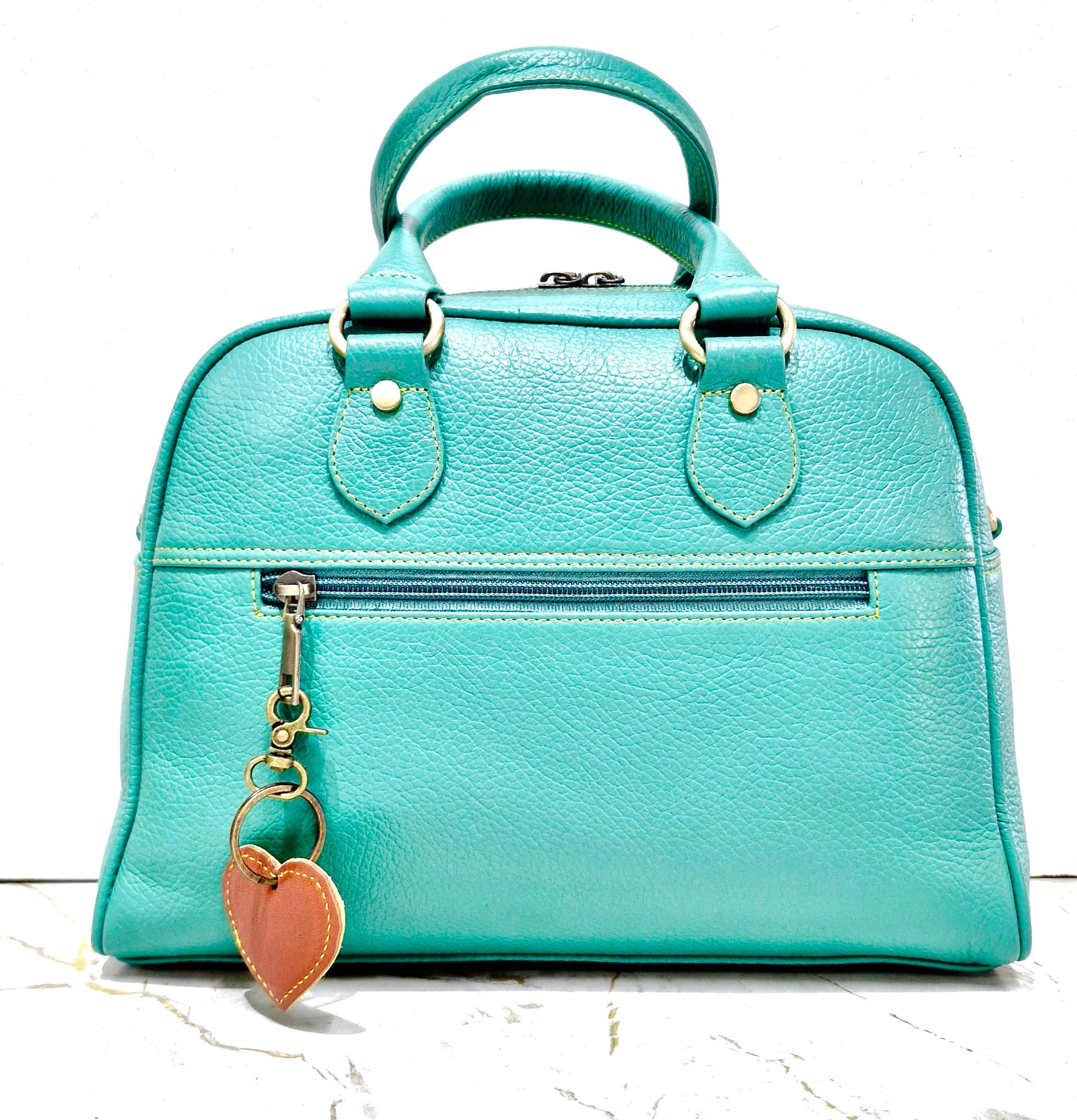 Coloured Leather Top Handle Small Handbag with shoulder strap - JayKayBoutiqueOnline