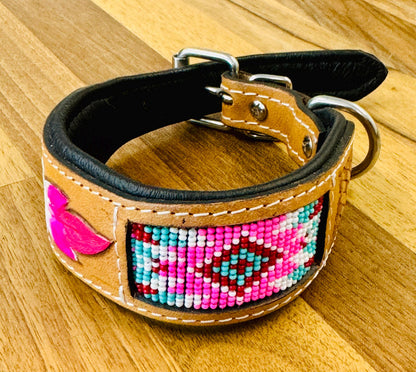Beaded Dog Collar Leather | Hand tooled Leather Collar | Decorative Dog Collar | Luxury Dog Collar | Western Style Collar | Dog Gift | - JayKayBoutiqueOnline