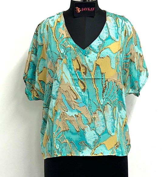Loose Silk V Neck Top - JayKayBoutiqueOnline