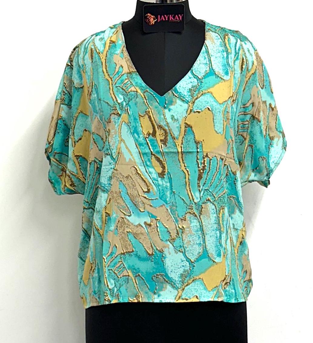 Oversized Silk V-Neck Top - JayKayBoutiqueOnline