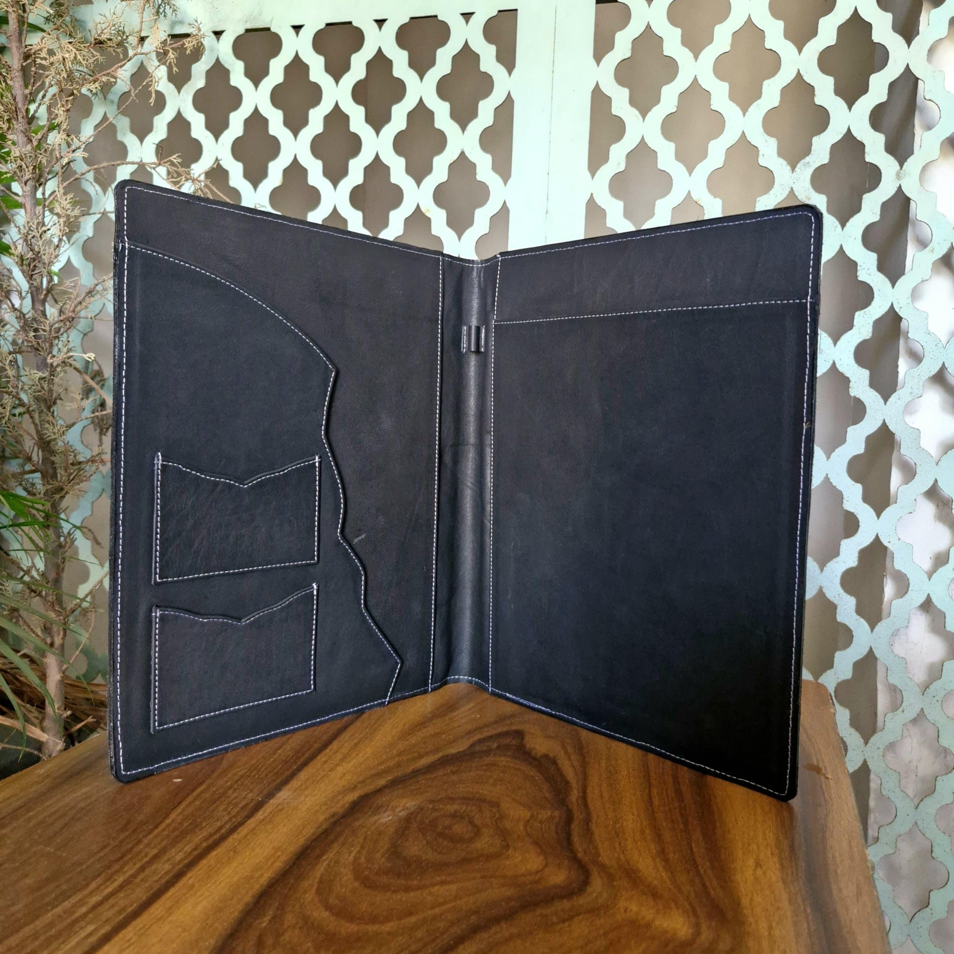 Handmade Leather & Suede Portfolio Folder - JayKayBoutiqueOnline