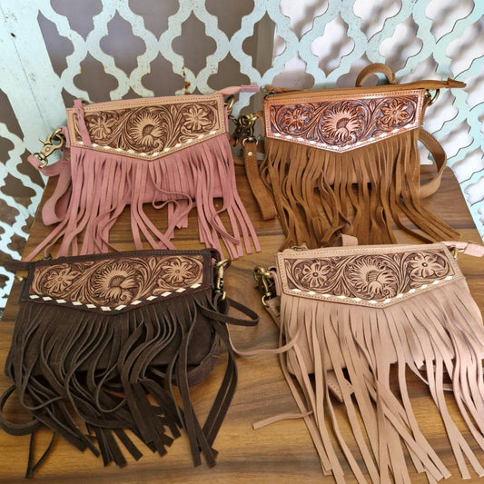 Suede Fringed Clutch Cross Body Bag - JayKayBoutiqueOnline
