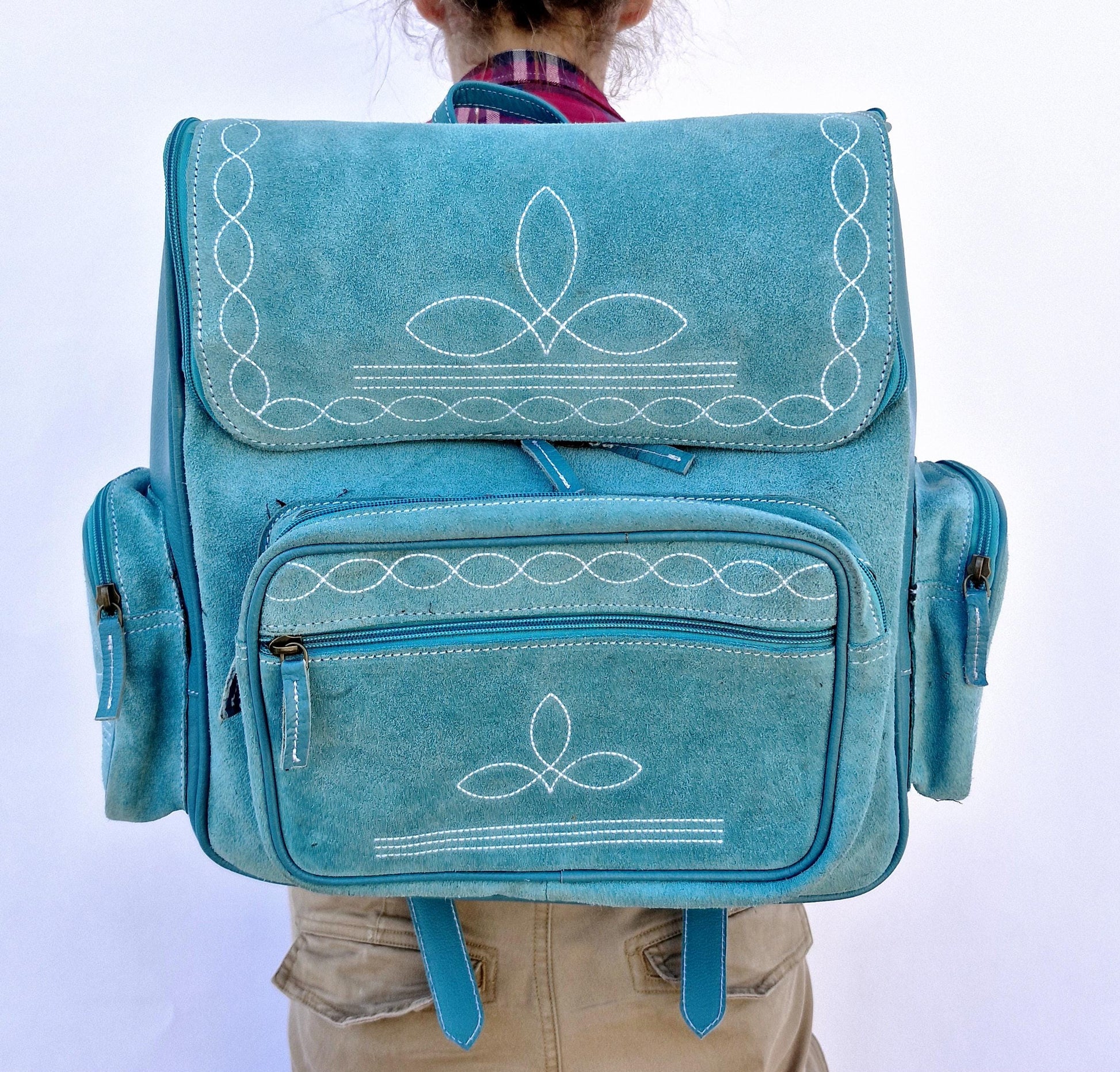 Large Backpack Boot Stitch Suede - JayKayBoutiqueOnline
