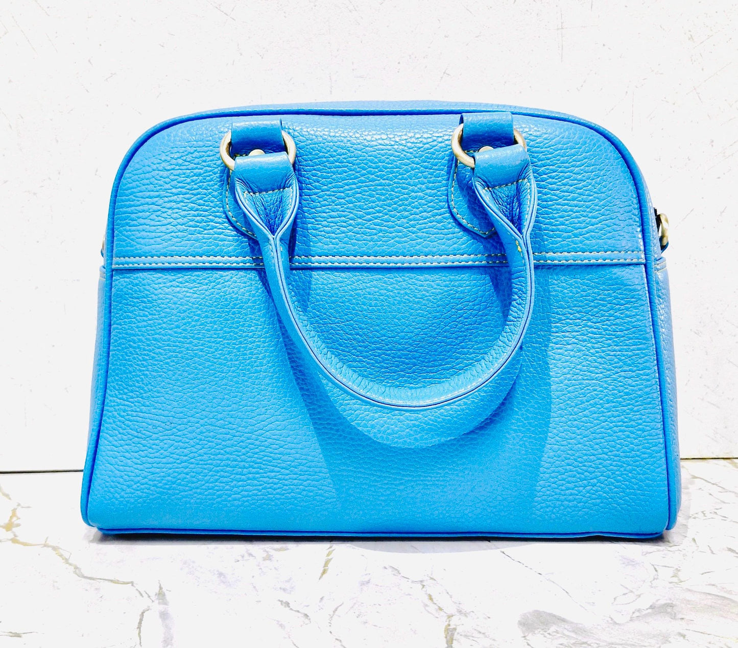 Coloured Leather Top Handle Small Handbag with shoulder strap - JayKayBoutiqueOnline