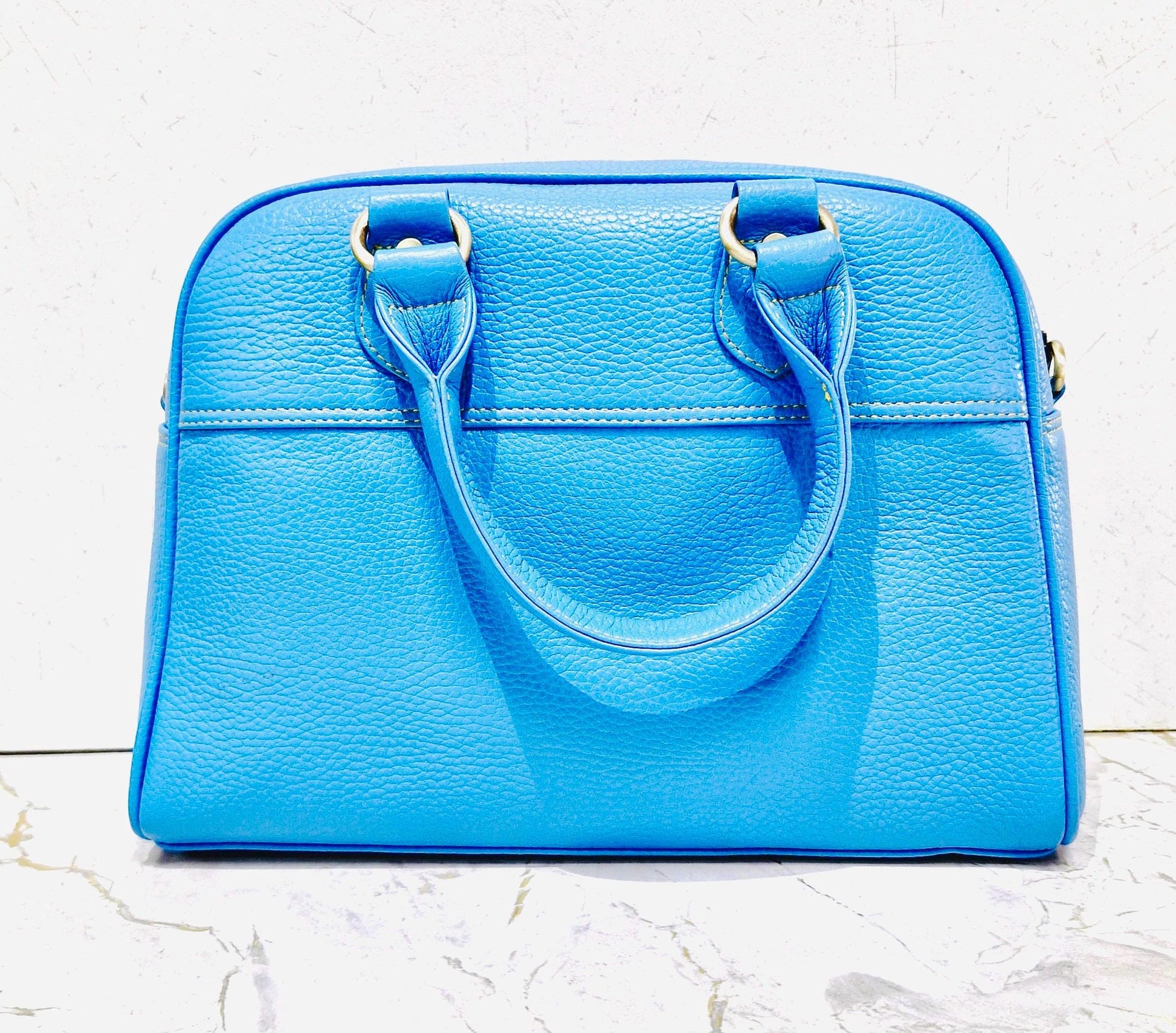 Coloured Leather Top Handle Small Handbag with shoulder strap - JayKayBoutiqueOnline