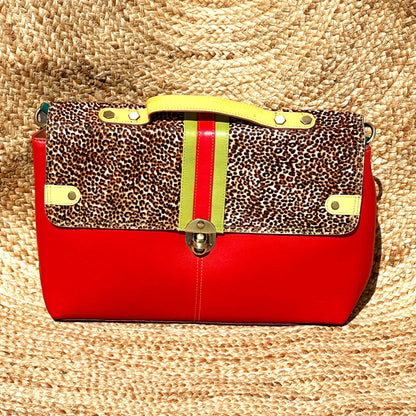 Coloured Leather Laptop Briefcase Satchel Bag with Shoulder Strap - JayKayBoutiqueOnline
