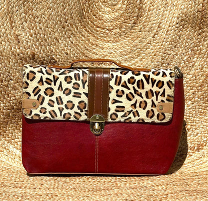 Coloured Leather Laptop Briefcase Satchel Bag with Shoulder Strap - JayKayBoutiqueOnline