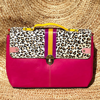 Coloured Leather Laptop Briefcase Satchel Bag with Shoulder Strap - JayKayBoutiqueOnline