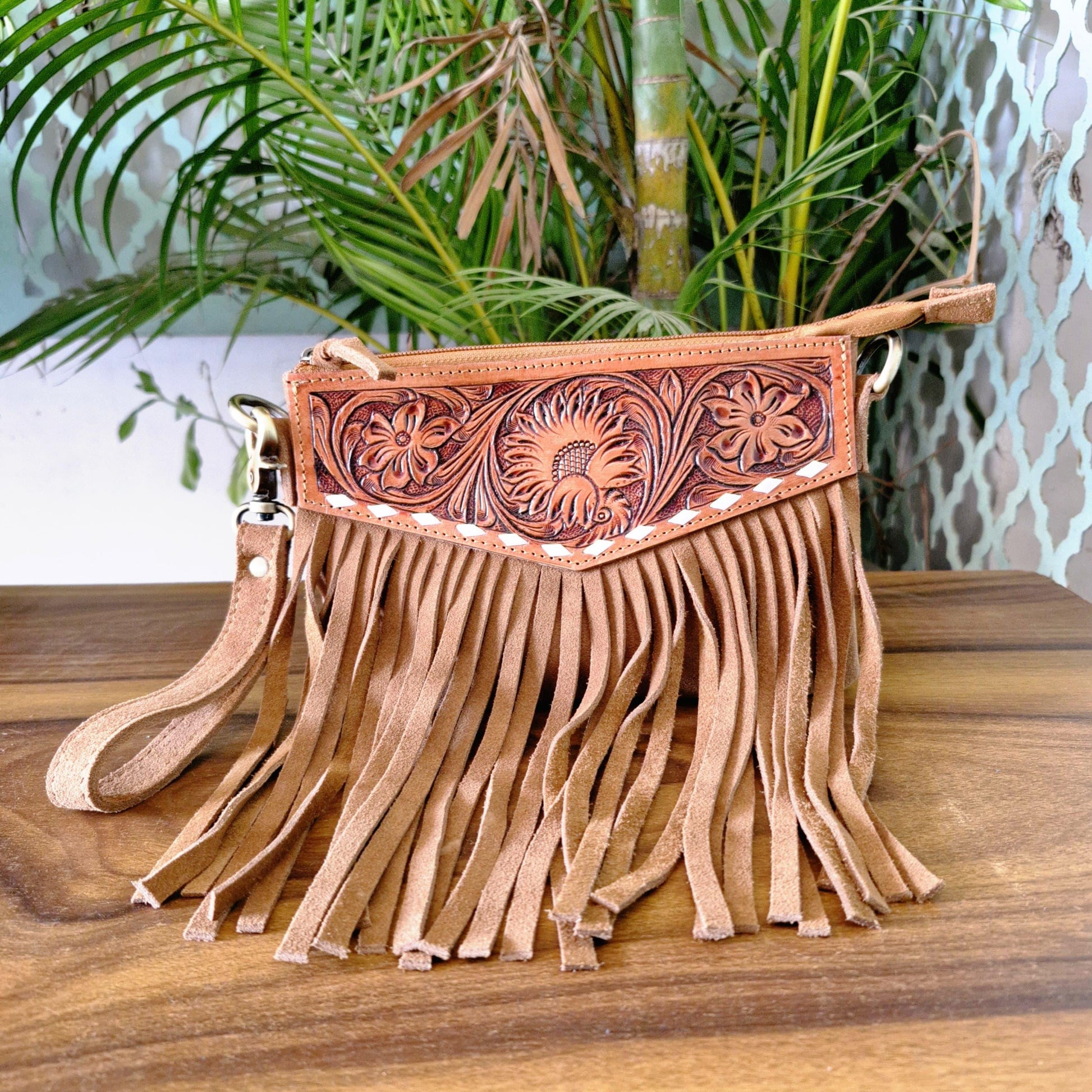 Suede Fringed Clutch Cross Body Bag - JayKayBoutiqueOnline