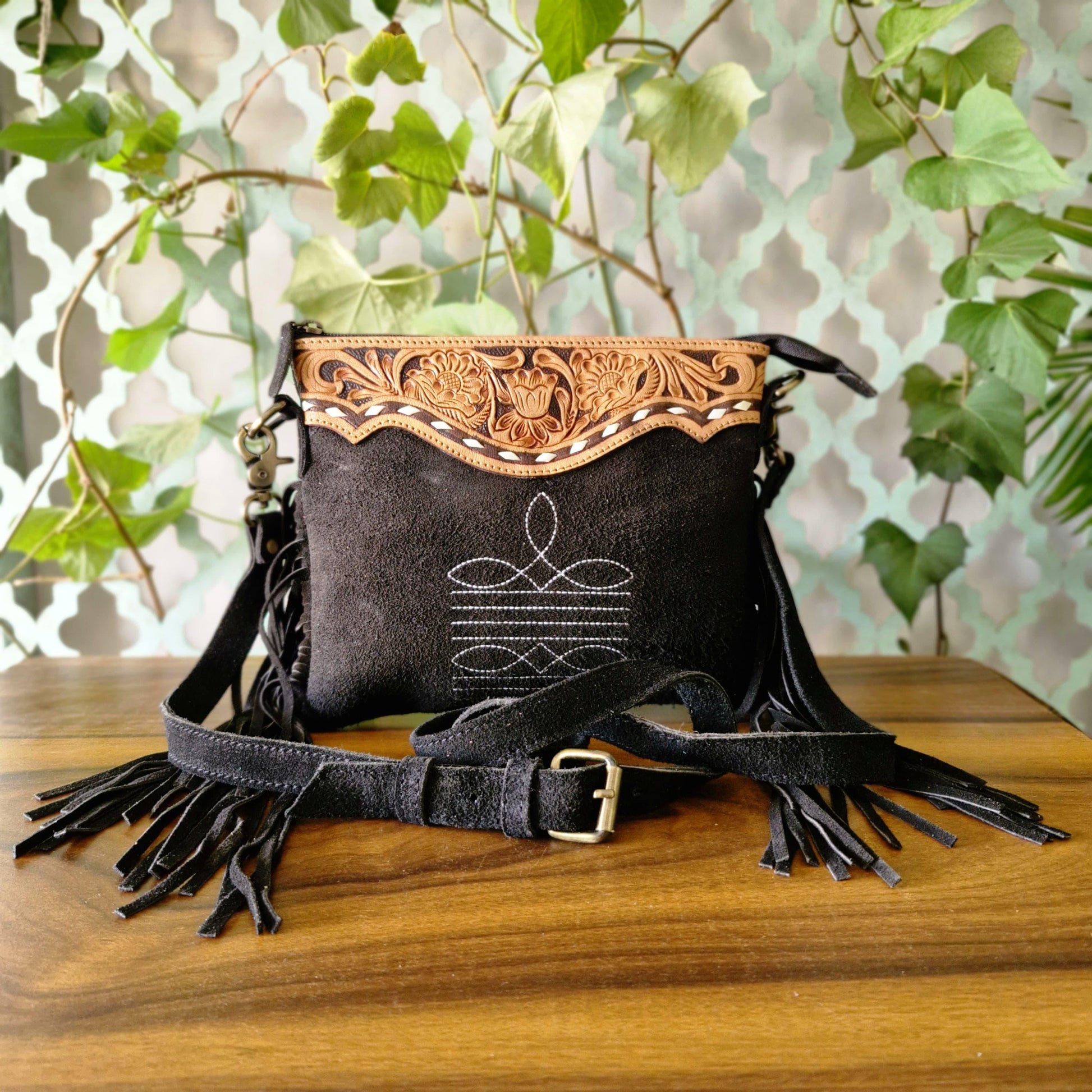 Western Style Suede Bag with Tassels - JayKayBoutiqueOnline