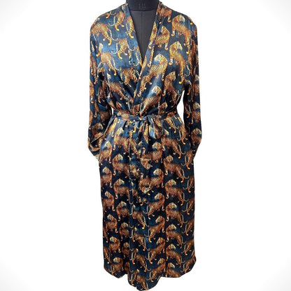 Satin Robe with Bengal Tiger Print - JayKayBoutiqueOnline
