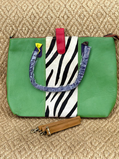 Coloured Leather Laptop Tote Office Bag with Shoulder Strap - JayKayBoutiqueOnline