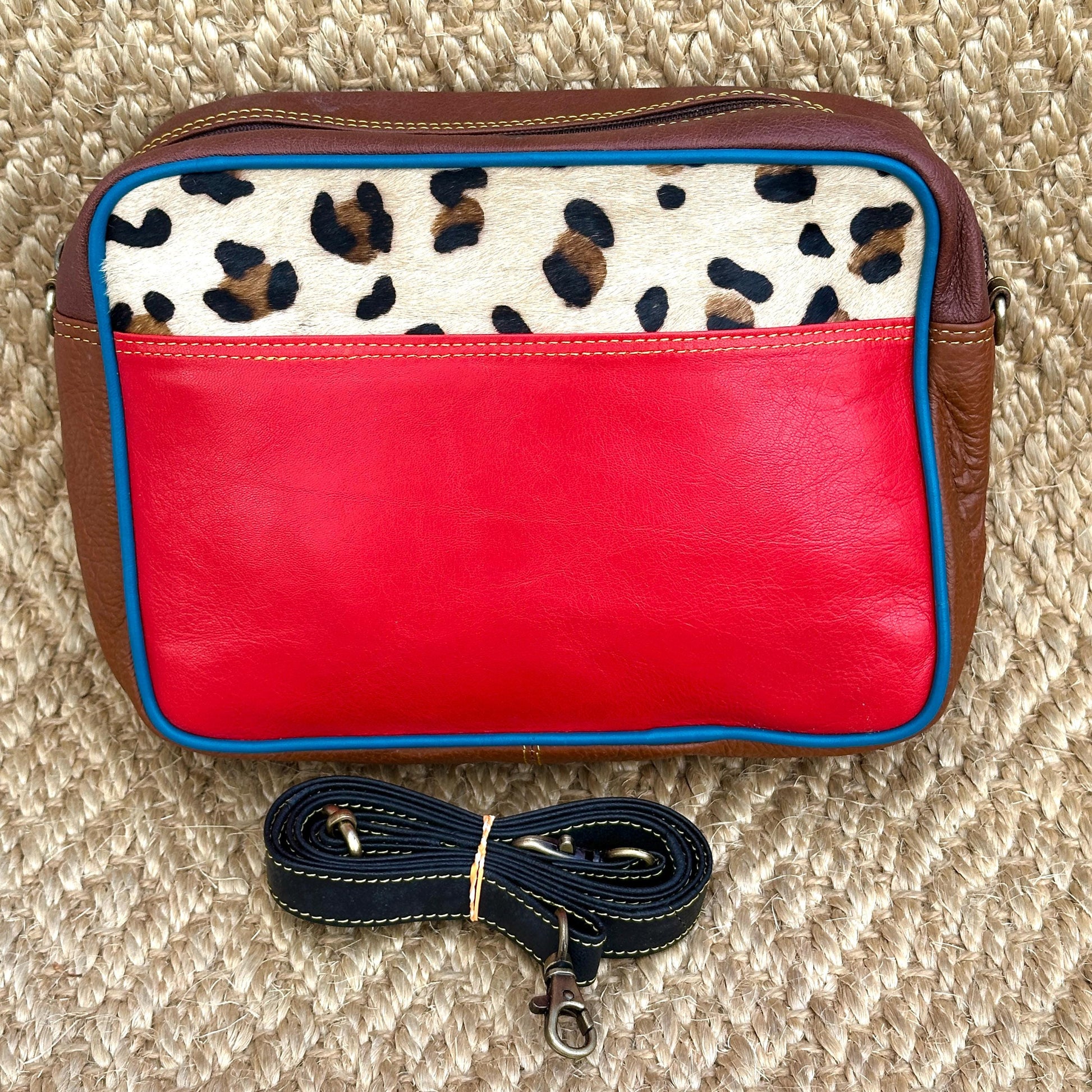 Coloured Leather Cross Body Bag with Animal Print - JayKayBoutiqueOnline