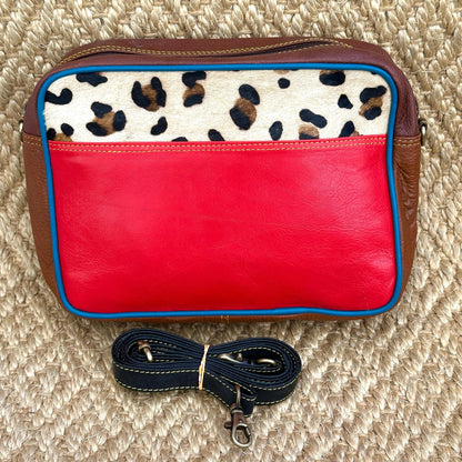 Coloured Leather Cross Body Bag with Animal Print - JayKayBoutiqueOnline